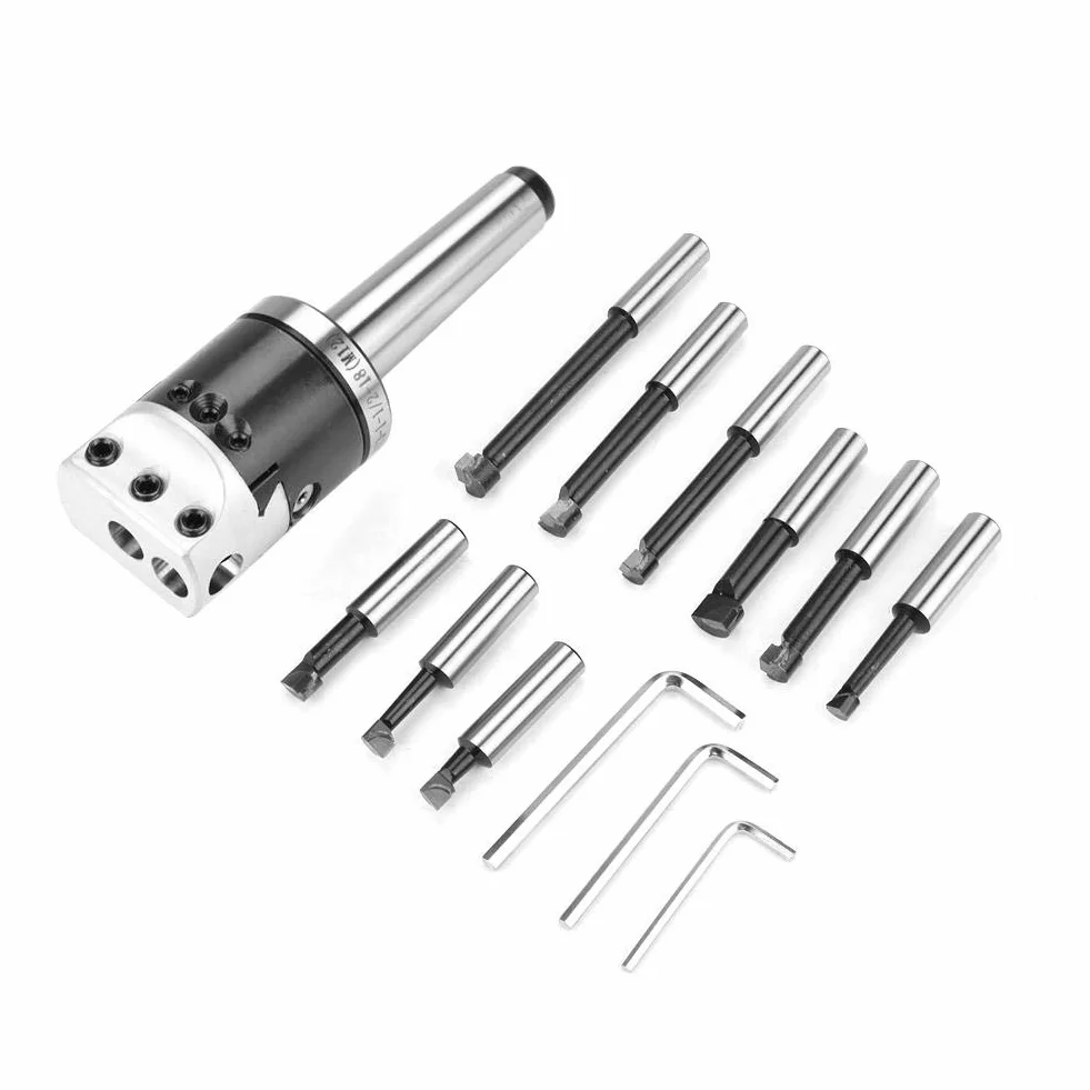 F1-12 Jeu De Barres D'alésage，Jectse F1-12 MT3 M12 50mm Tête ennuyeuse avec 9 Barres d'alésage 12mm Set de têtes d'alésage