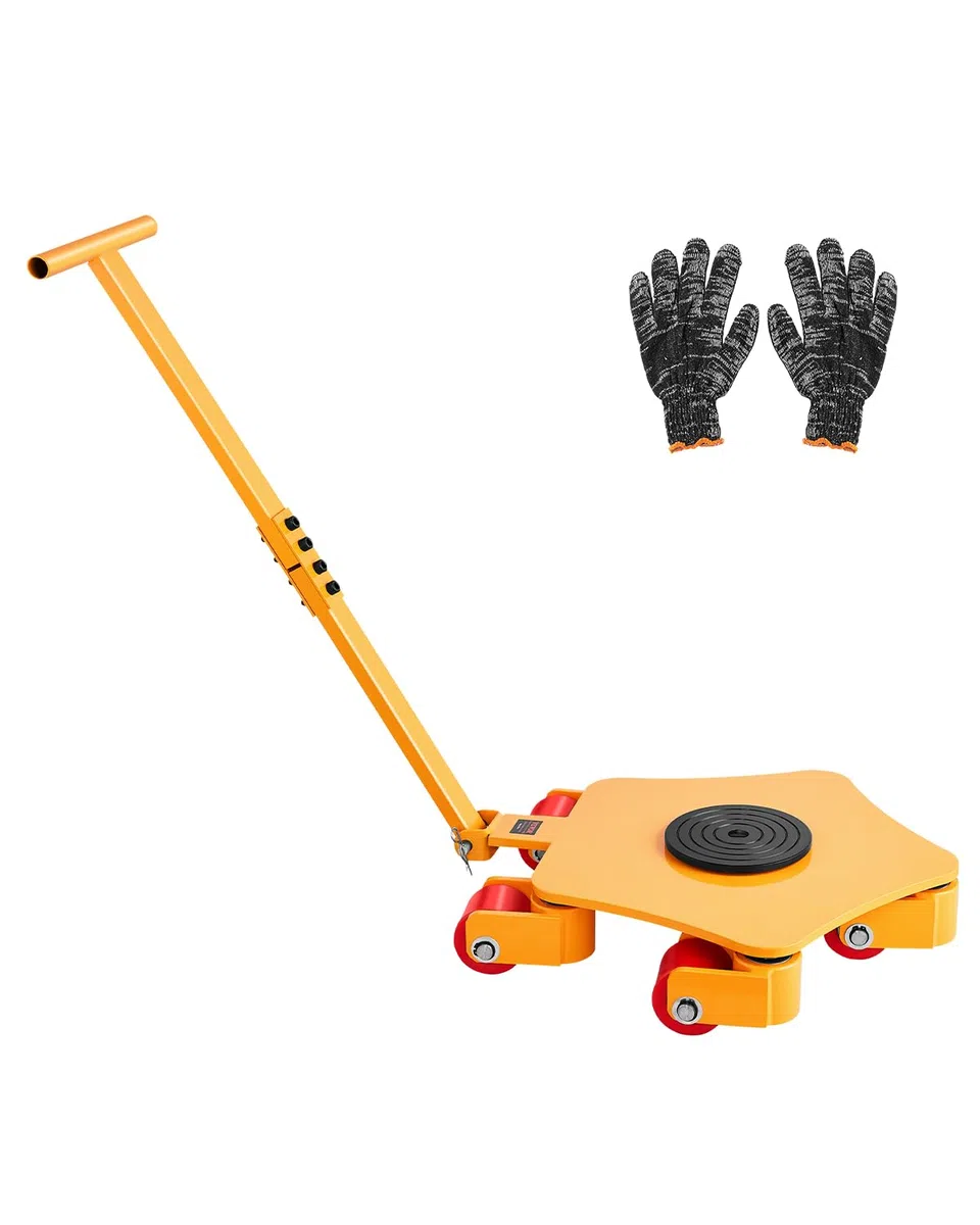 VEVOR Déménageur de Machines 3991,6 kg Chariot de Transport Charge Lourde avec Poignée, Disque 360°, 5 roulettes Pivotants, Transporteur Équipements Industriels en Acier Allié, pour Entrepôt Atelier
