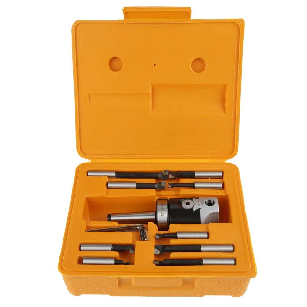 Denash Tête d'alésage, Ensemble de Barres d'alésage de tête d'alésage MT2-M10, Accessoires de fraiseuse avec Barres d'alésage 9 pièces 12mm durables pour la fraiseuse