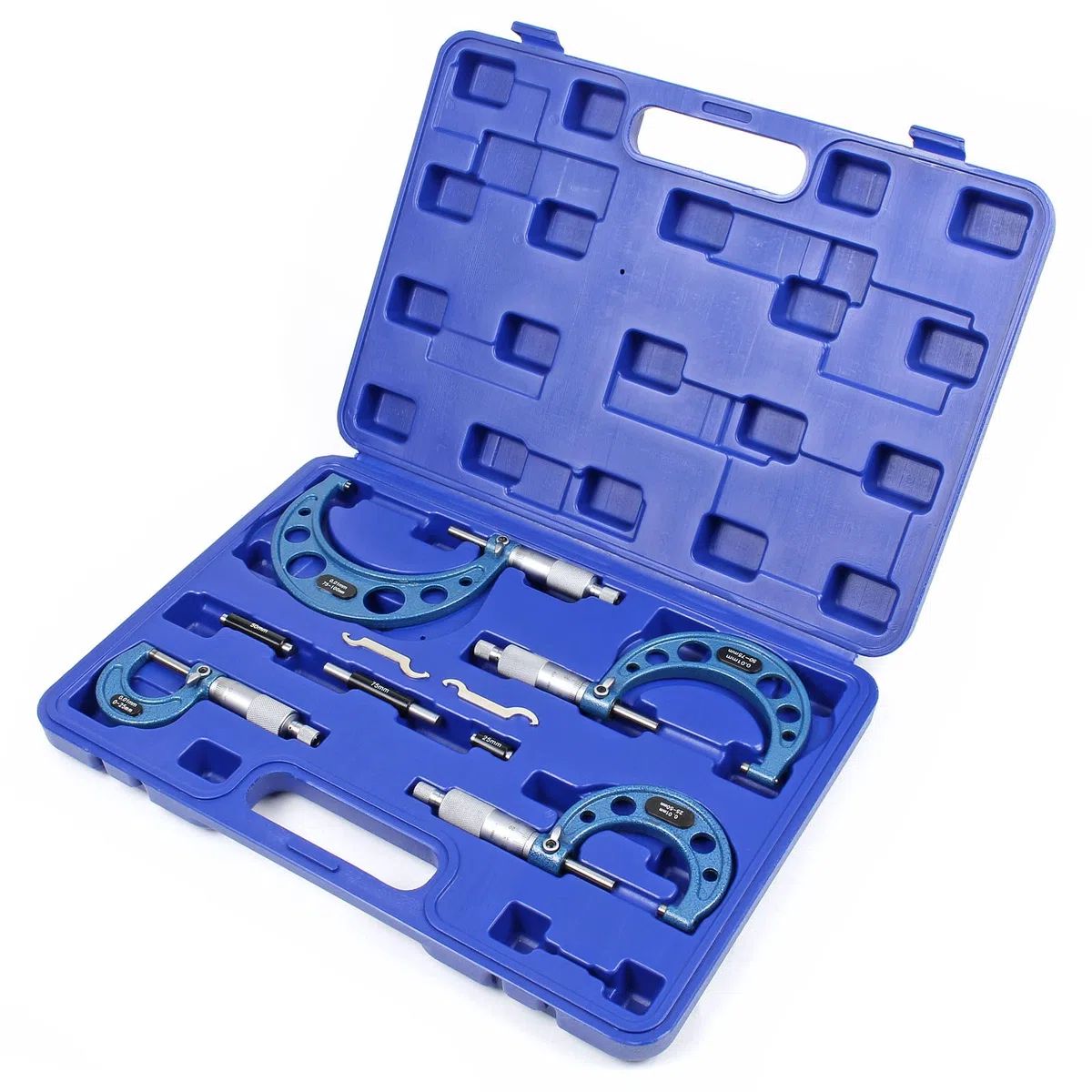 Coffret de micromètres Set 0-100mm 4 manomètres Précision de mesure 0,01mm Outil de mesurage