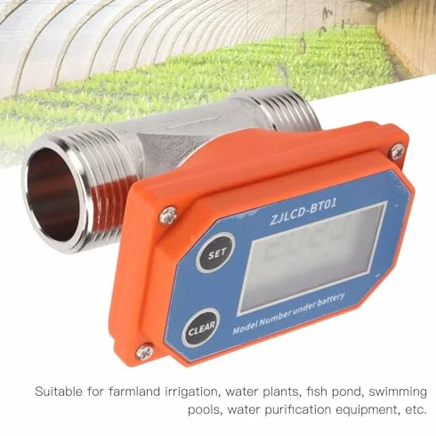 Débitmètre D'eau Numérique Capteur de Débit en Acier Inoxydable Résistance aux Alcalis Acides Débitmètre D'eau pour Tuyau D'arrosage Irrigation des Terres Agricoles
