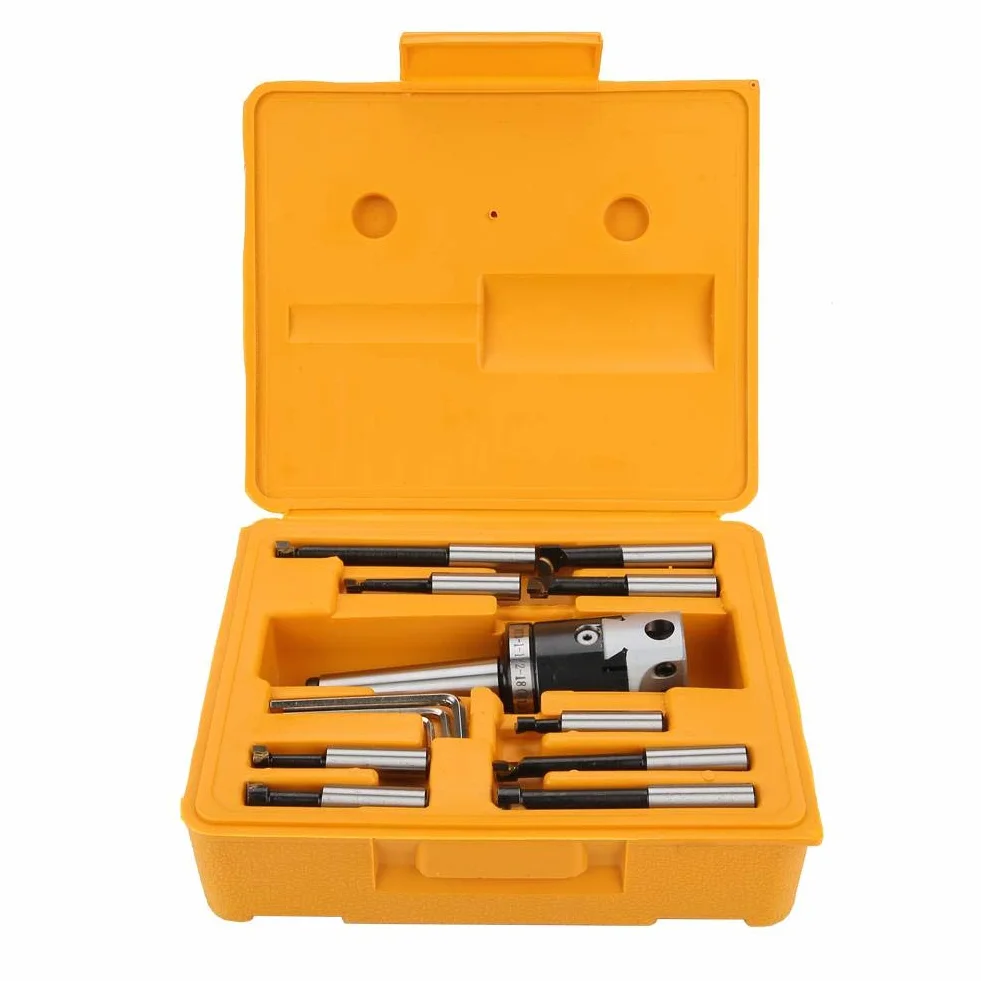 F1-12 Jeu De Barres D'alésage，Jectse F1-12 MT3 M12 50mm Tête ennuyeuse avec 9 Barres d'alésage 12mm Set de têtes d'alésage
