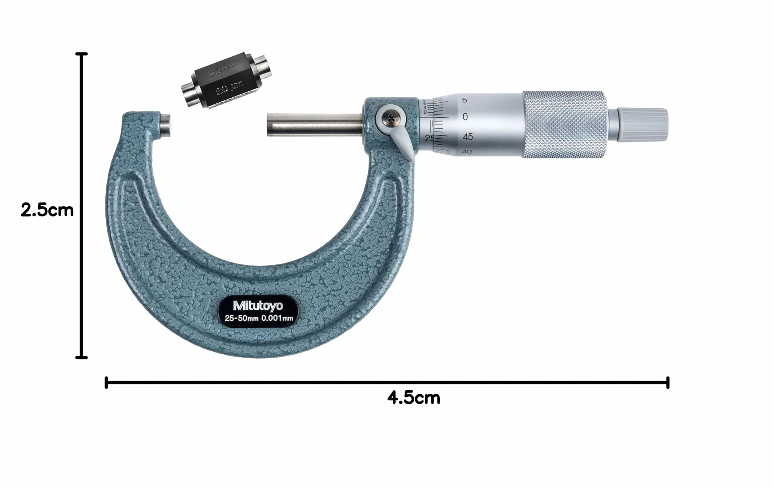 Mitutoyo 103-130 Micromètre extérieur économique 25 mm-50 mm avec graduation de 0,001 mm