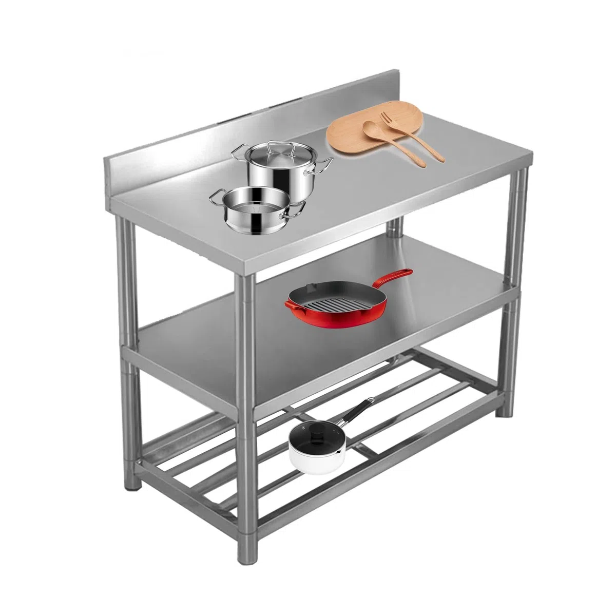 Table de préparation commerciale en acier inoxydable, banc de travail robuste pour la préparation des aliments, restaurant, usage domestique