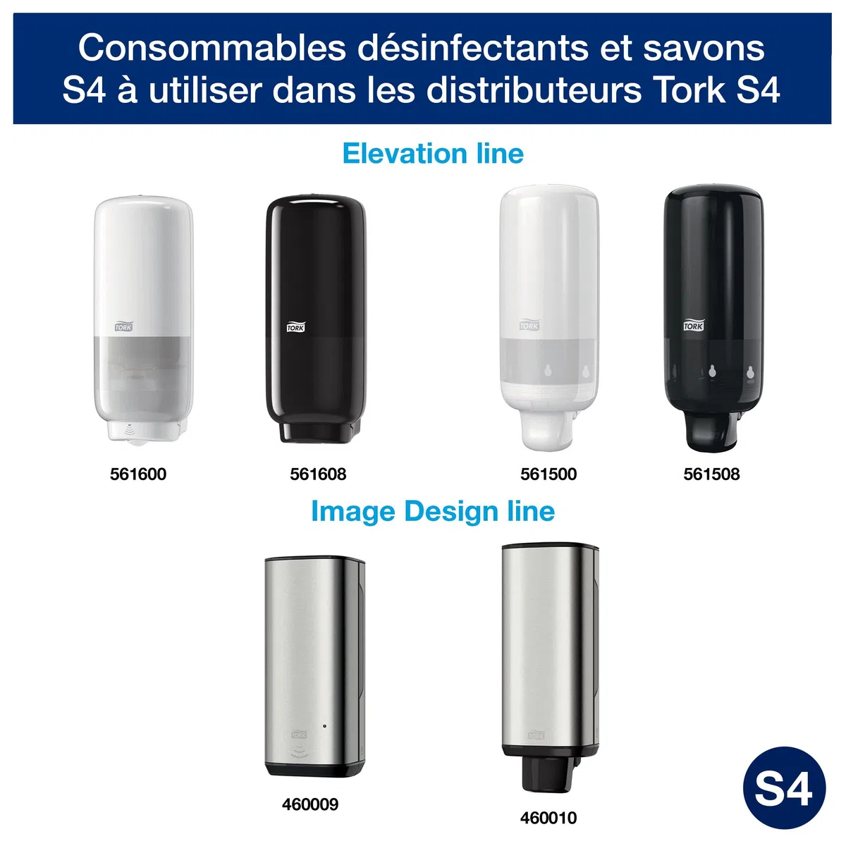 Tork Mousse désinfectante pour les mains sans alcool S4, testée sous contrôle dermatologique, 6 x 1000 ml, 520202
