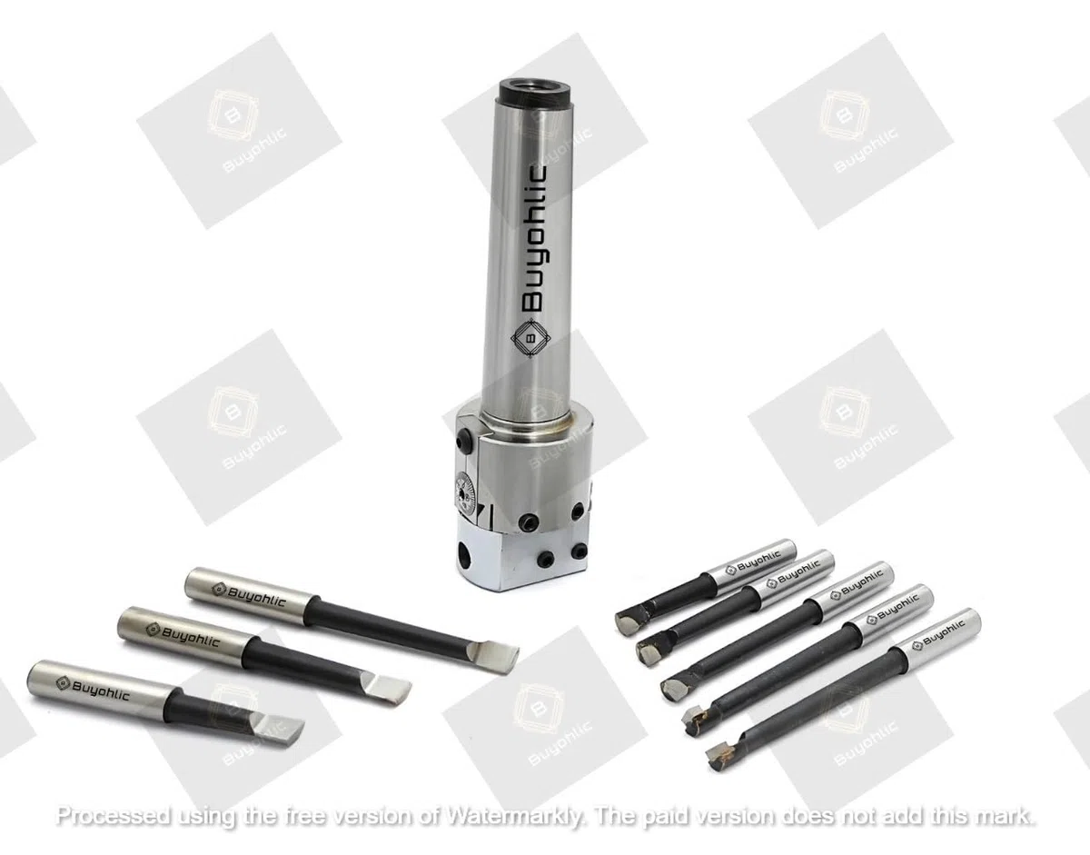 Buyohlic Tête de micro-alésage de 38 mm de diamètre (tige MT3 avec 5 outils en carbure et 3 outils HSS)