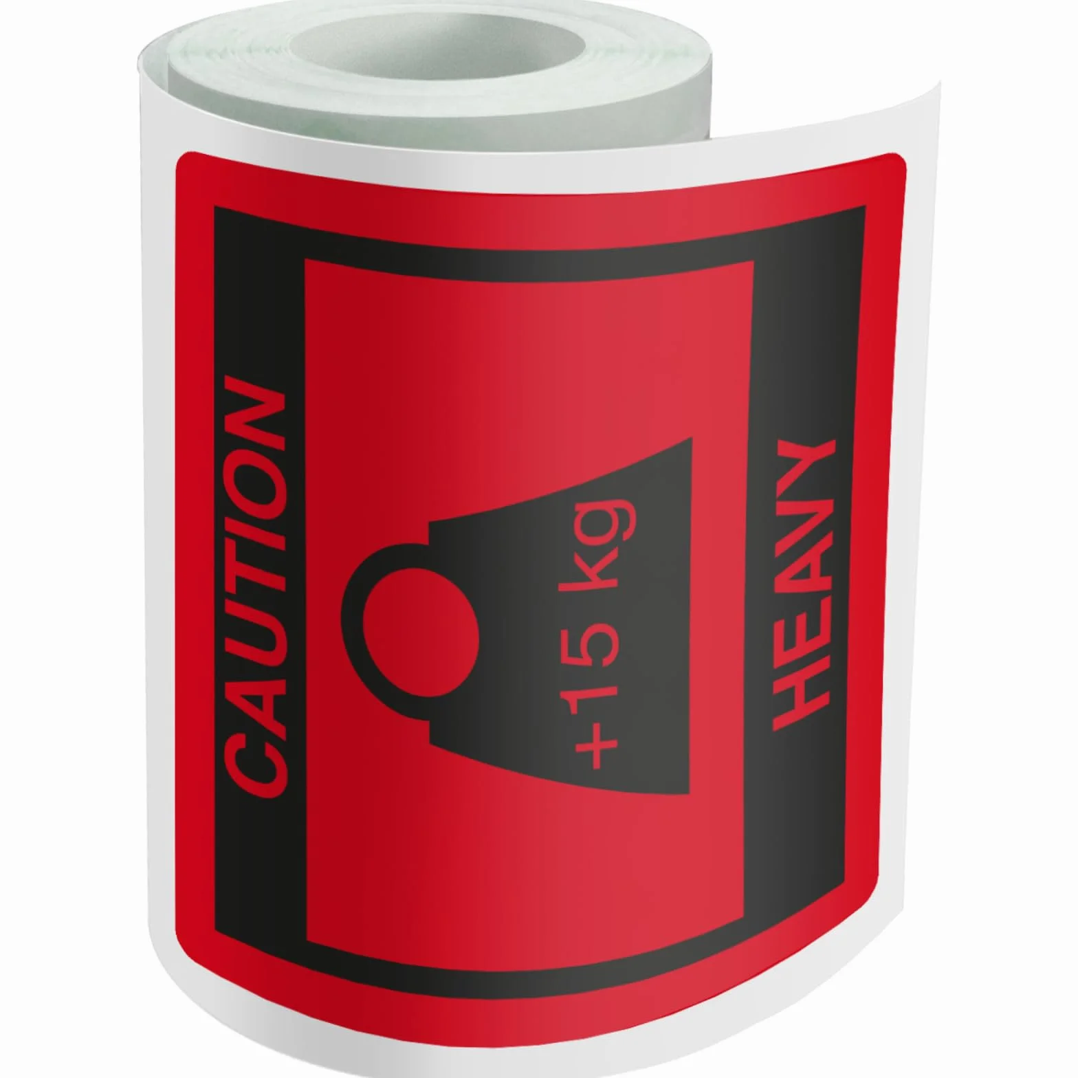 Dohe - Rouleau Étiquettes Heavy Caution +15 kg (500 u.) - 80x80 mm, Autocollants Autoadhésifs d’Avertissement pour Expéditions Lourdes, Résistants et Durables, Couleur Rouge Vif, Fournitures de Bureau