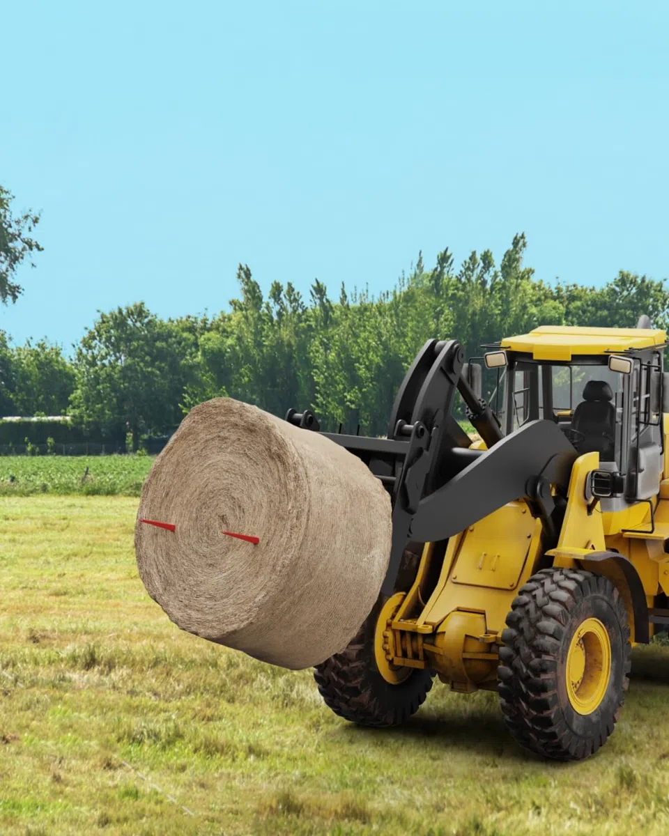 Garvee Fourche à foin 49" pour tracteurs et chargeurs, capacité 4500 lb, attache rapide, 2 pics stabilisateurs, écrou hexagonal, robuste – Idéale pour bottes de foin, Accessoire agricole