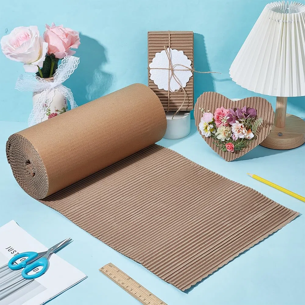 BENECREAT Rouleau de Carton Ondulé 5M Papier Ondulé Simple Face de 30cm de Large Feuille de Papier Cadeau Robuste pour Emballage de Cadeaux de Noël Stockage Expédition Bricolage (Camel)