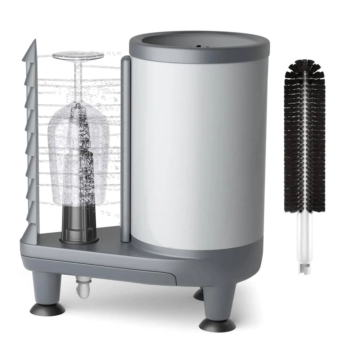 Machine de nettoyage électrique pour verres à vin, polisseuse à 360° avec brosse en nylon et entrée d'eau, idéale pour les magasins de boissons et les restaurants, pas d'électricité nécessaire