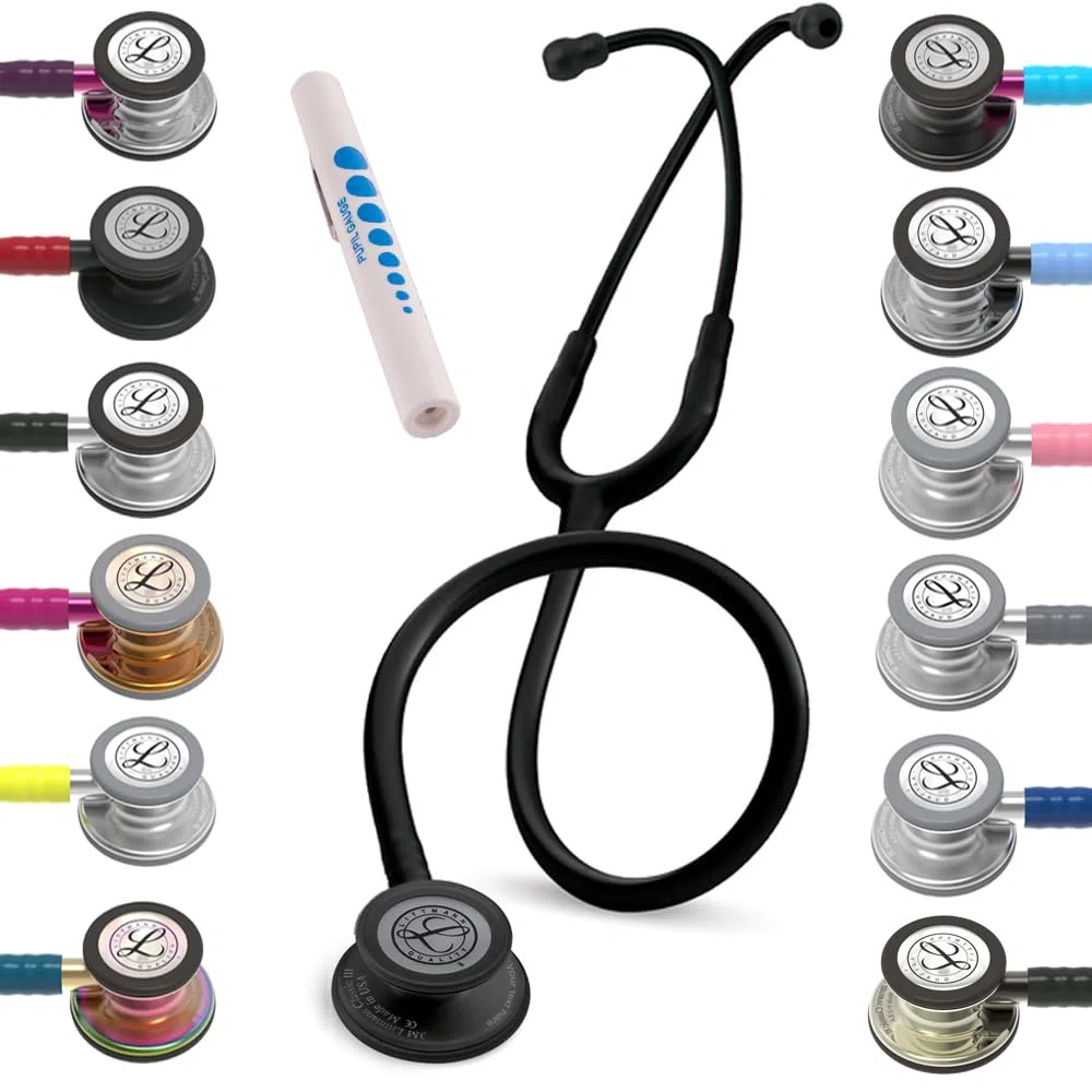 Littmann Stéthoscope Classic III Black Edition avec Gravure Gratuite en Acier Inoxydable Noir et Multicolore