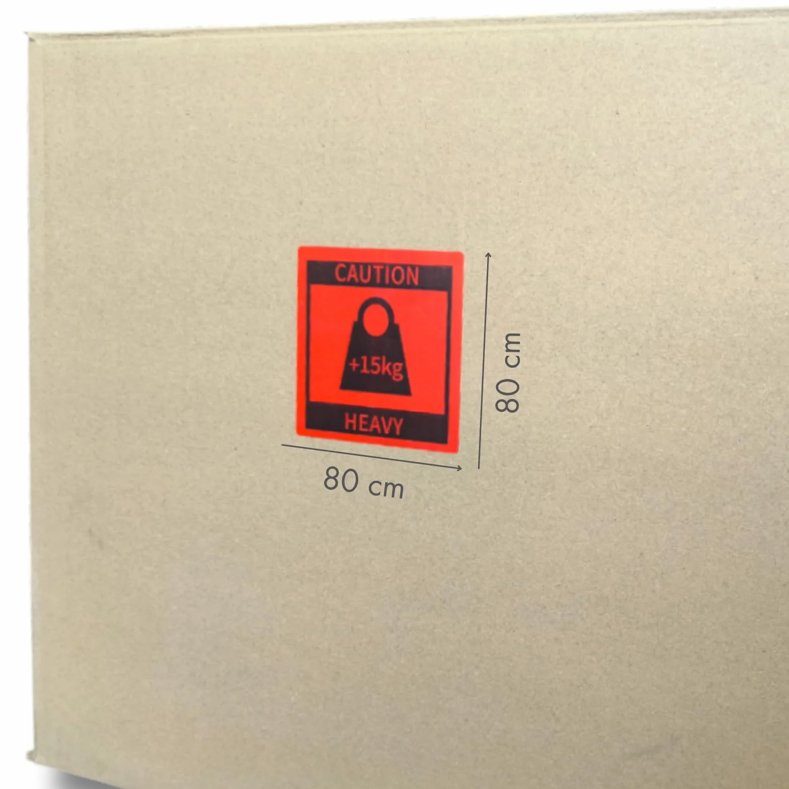 Dohe - Rouleau Étiquettes Heavy Caution +15 kg (500 u.) - 80x80 mm, Autocollants Autoadhésifs d’Avertissement pour Expéditions Lourdes, Résistants et Durables, Couleur Rouge Vif, Fournitures de Bureau