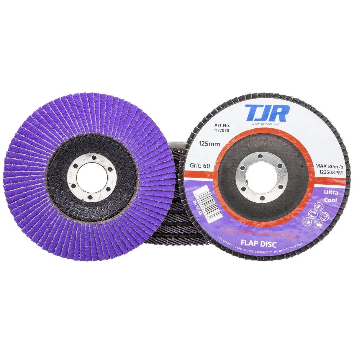Lot de 10 disques à lamelles abrasives 12,7 cm x 2,2 cm - Profil conique - Pour meulage à froid - Convient pour inox et métal - Marque TJR (Grain 60)