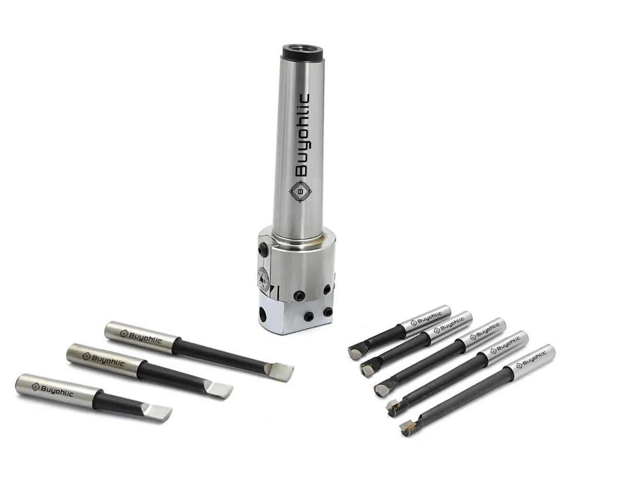 Buyohlic Tête de micro-alésage de 38 mm de diamètre (tige MT3 avec 5 outils en carbure et 3 outils HSS)