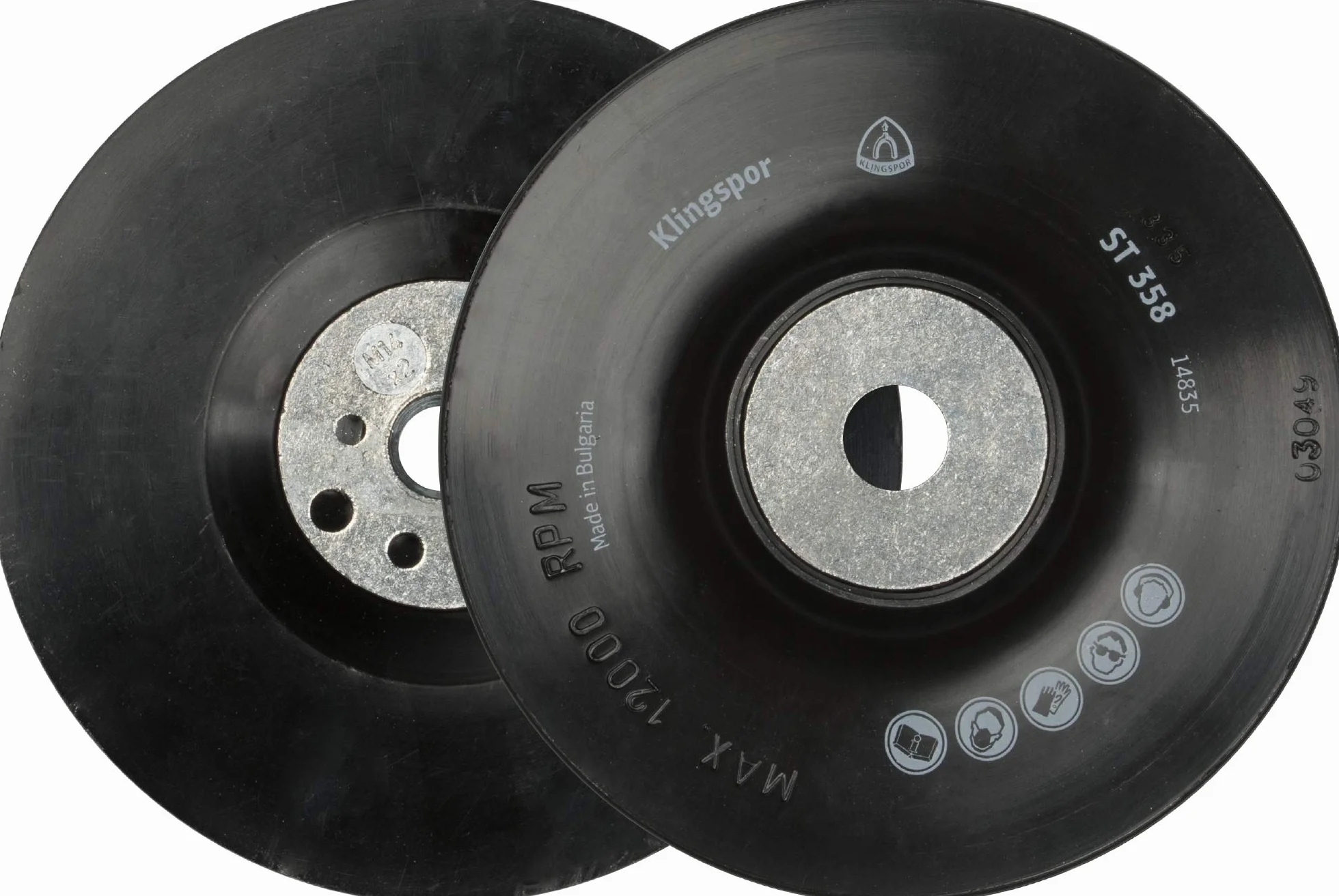 14838 ST 358 Plateau support pour disques fibres, 115 mm/M14, Noir