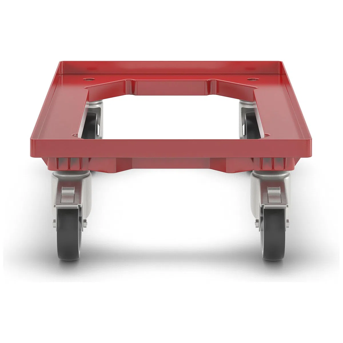 eurokraft | Plateau roulant professionnel | 600 x 400 mm | 4 roulettes pivotantes | dont 2 avec dispositif de blocage | rouge