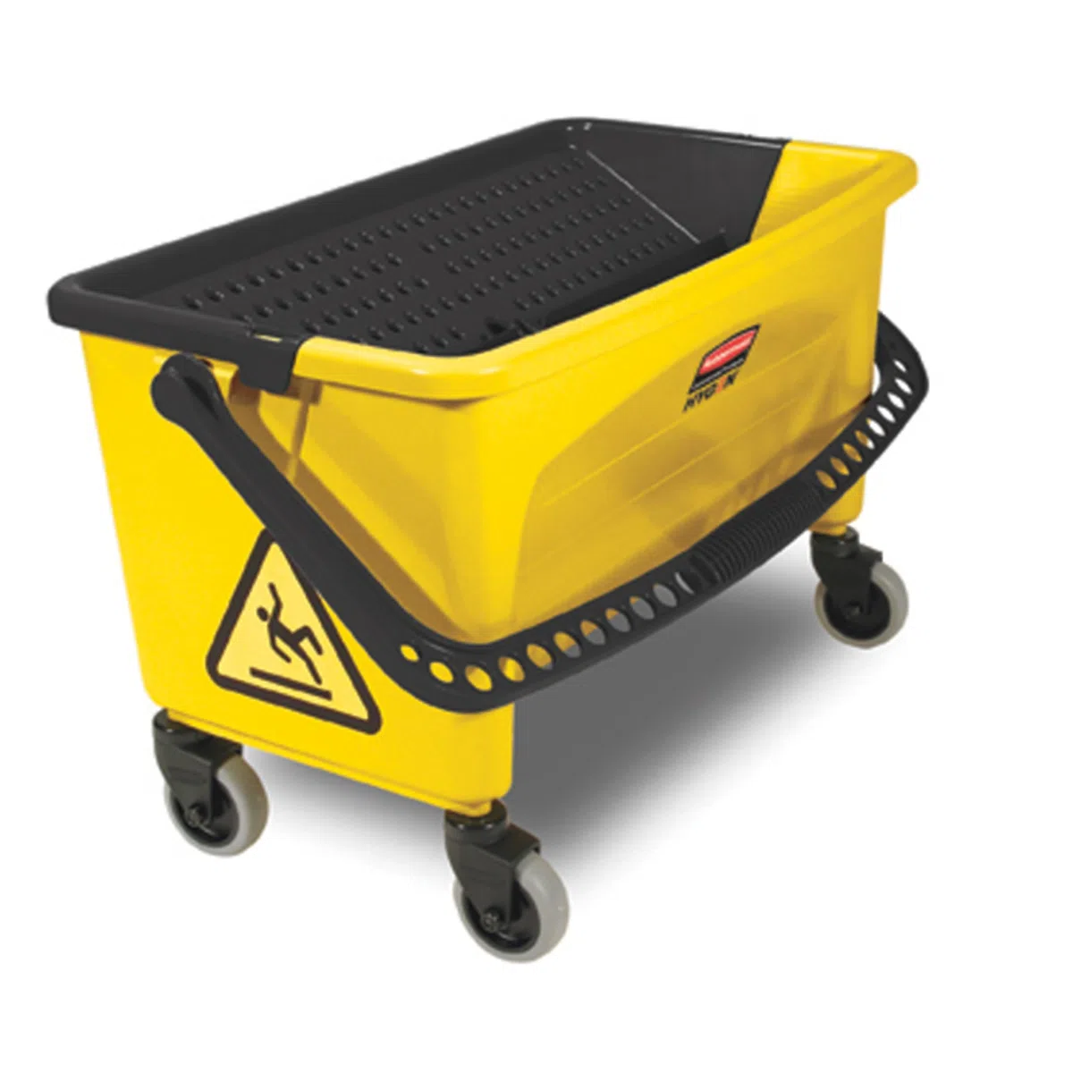 Rubbermaid Commercial Products Seau HYGEN 66 cm avec Presse Intégrée Jaune – Système Essorage sans Contact pour Nettoyage Professionnel Intensif – FGQ90088YEL