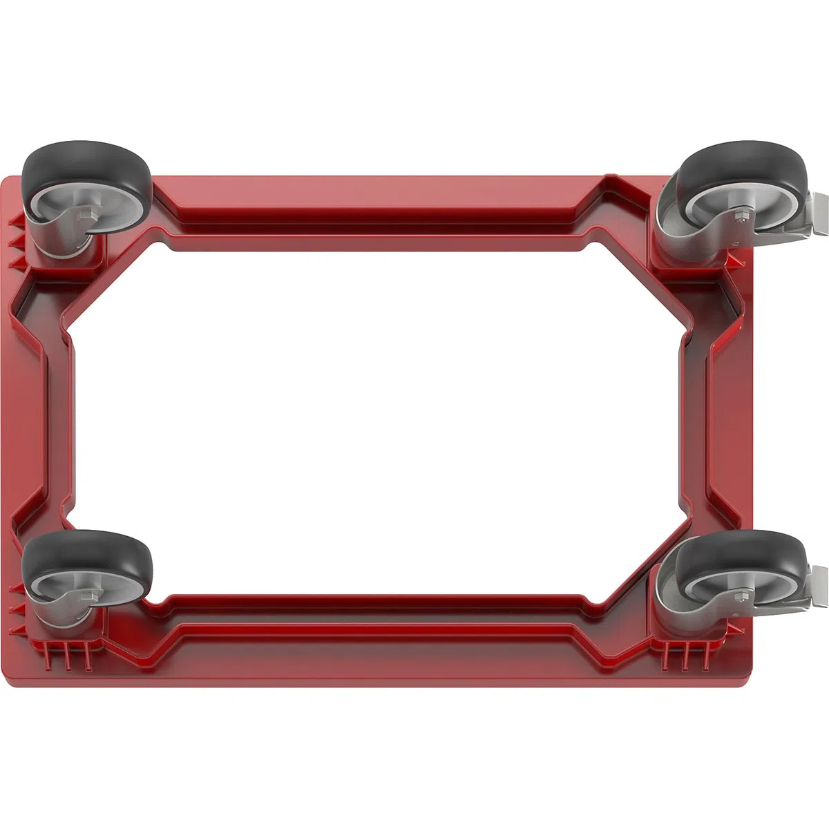 eurokraft | Plateau roulant professionnel | 600 x 400 mm | 4 roulettes pivotantes | dont 2 avec dispositif de blocage | rouge