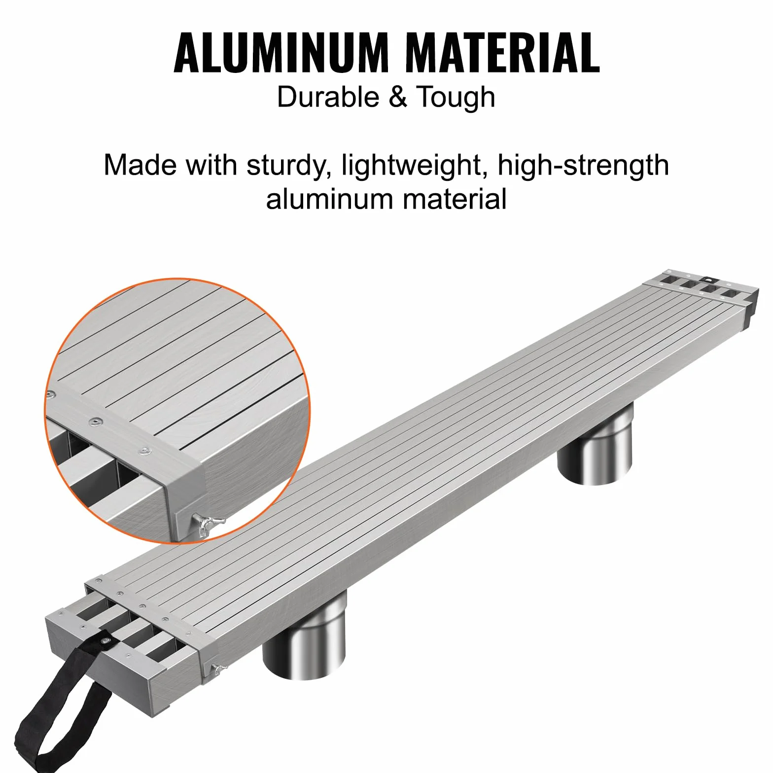 VEVOR Planche d'échafaudage télescopique en aluminium, 1,83-2,74 m, planche de travail 317,5 mm largeur, 227 kg, planche d'extension avec plate-forme antidérapante, accessoire d'échelle d'échafaudage