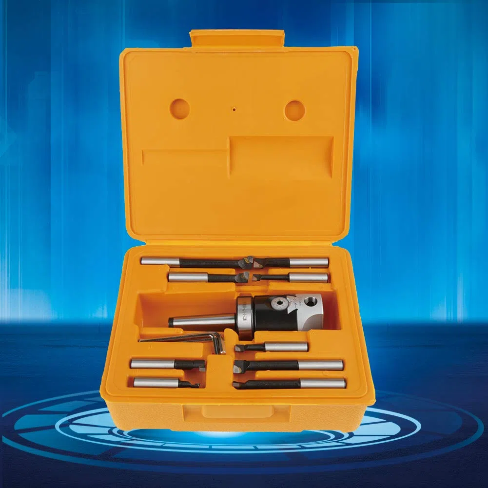 Denash Tête d'alésage, Ensemble de Barres d'alésage de tête d'alésage MT2-M10, Accessoires de fraiseuse avec Barres d'alésage 9 pièces 12mm durables pour la fraiseuse