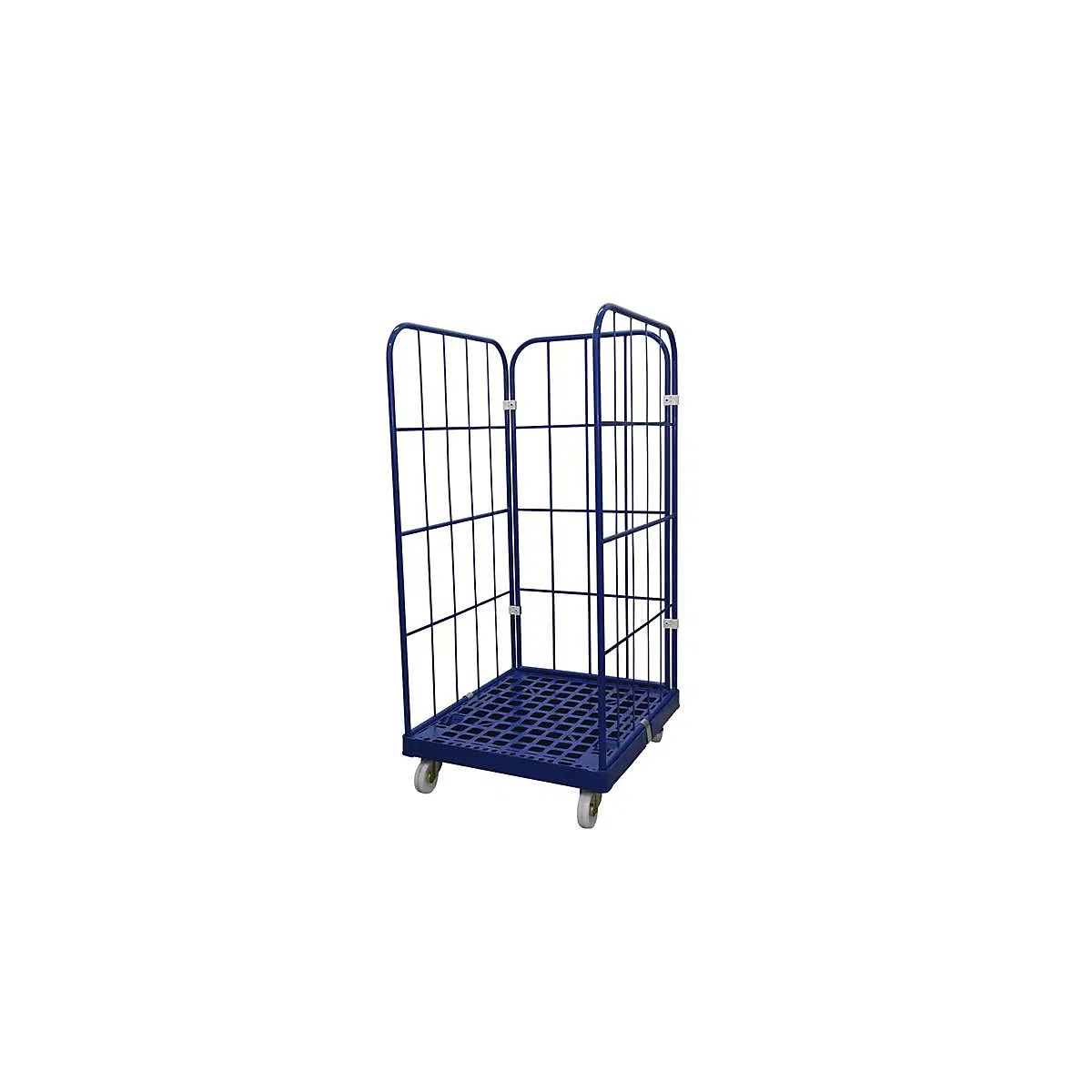Roll-conteneur avec socle roulant en plastique, 3 côtés, peint époxy, L x l 724 x 815 mm, Hauteur intérieure 1450 mm