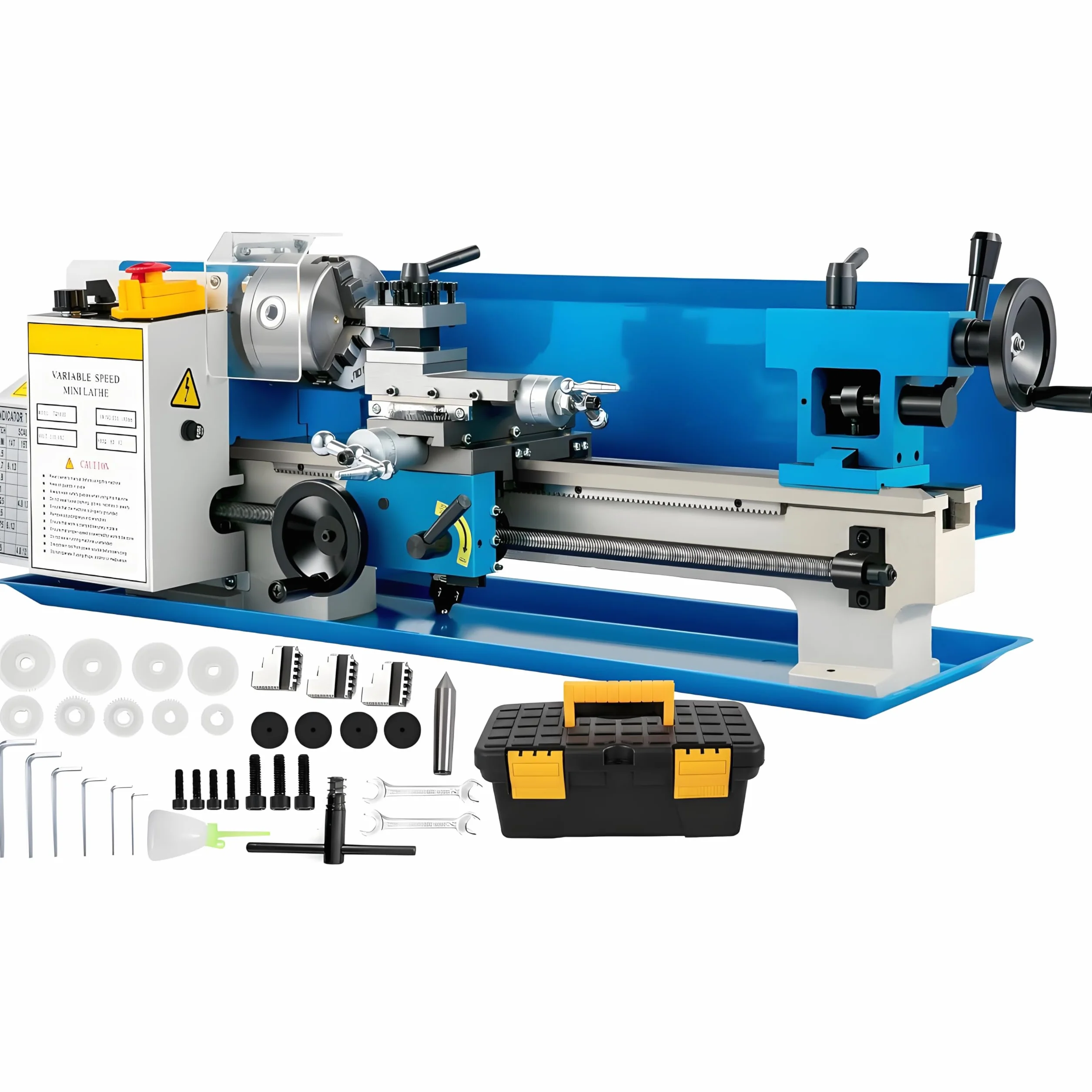 Tour à Métaux Haute Précision 18x36cm, Mini Tour en Métal, 50-2500tr/min à Vitesse Variable Pour Machines de Travail Des Métaux(18x36cm)