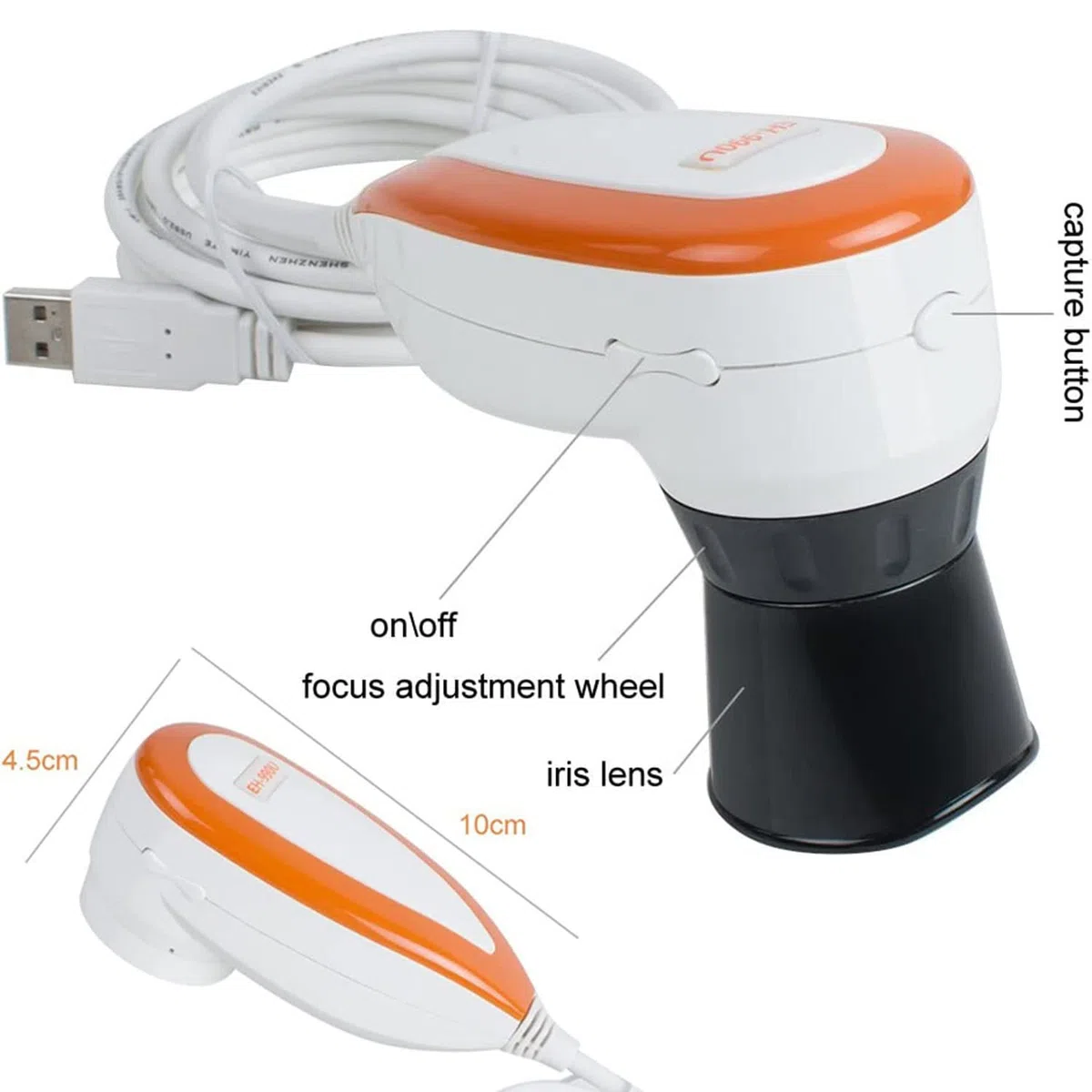 Caméra d'analyse d'iris 5,0 MP, caméra d'iridologie pour analyseur d'iris, analyseur de Lampe USB Gauche/Droite/avec Logiciel d'iris, Haute résolution 2560 x 1920