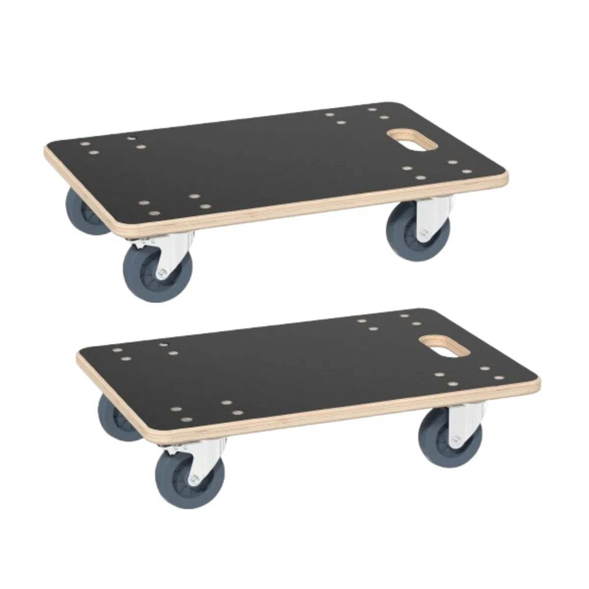 Aufun Lot de 2 roulettes de transport pour planche à roulettes 60 x 40 cm avec frein, roulettes pour meubles, transport avec aide au transport, transport de meubles jusqu'à 200 kg, robustes et sûrs