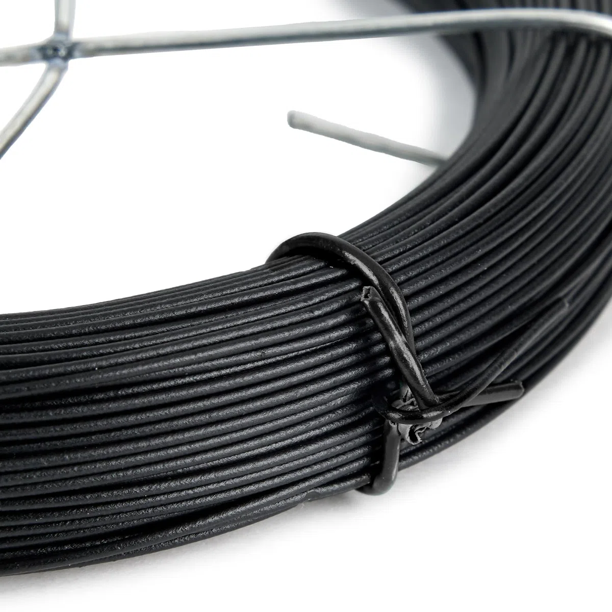 Flandria Fil de tension 2,4mm x 50m Fil métal Enduit PVC Noir pour Fixation, réparation Clôture, grillage
