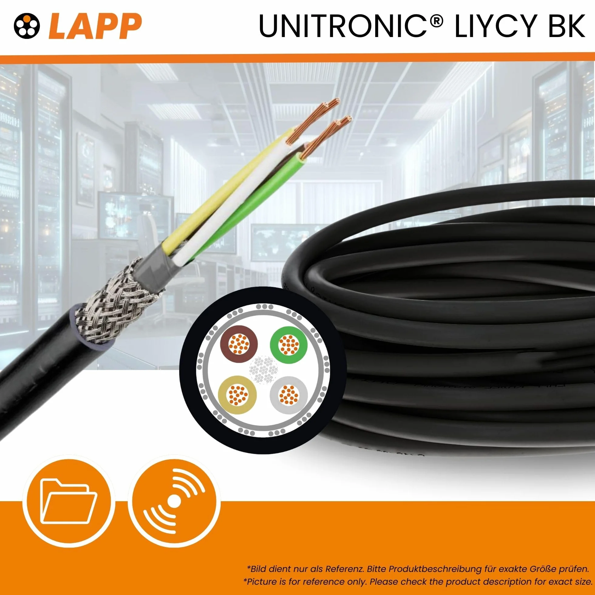 Lapp 1030525 LiYCY Câble de commande blindé 10 m 12 x 0,5 mm² I Résistant aux UV I Câble de signal 12 fils I Câble de données pour l'extérieur I Câble de soudure LED I Câble de raccordement noir