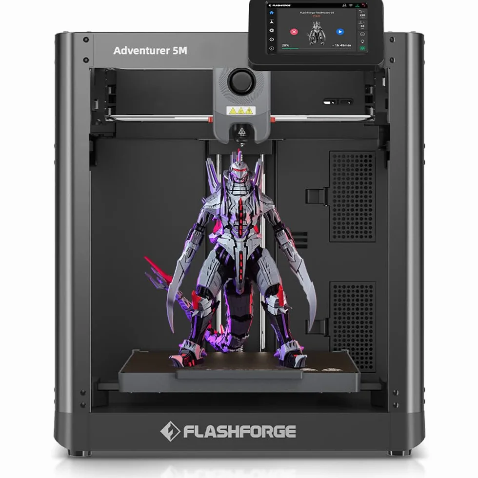 FLASHFORGE Adventurer 5M Imprimante 3D, Entièrement Auto-Leveling Max 600mm/s, 280℃ Buse à Dégagement Rapide, Structure CoreXY pour Qualité d'impression Supérieure, Les débutants&Experts Choix Premier