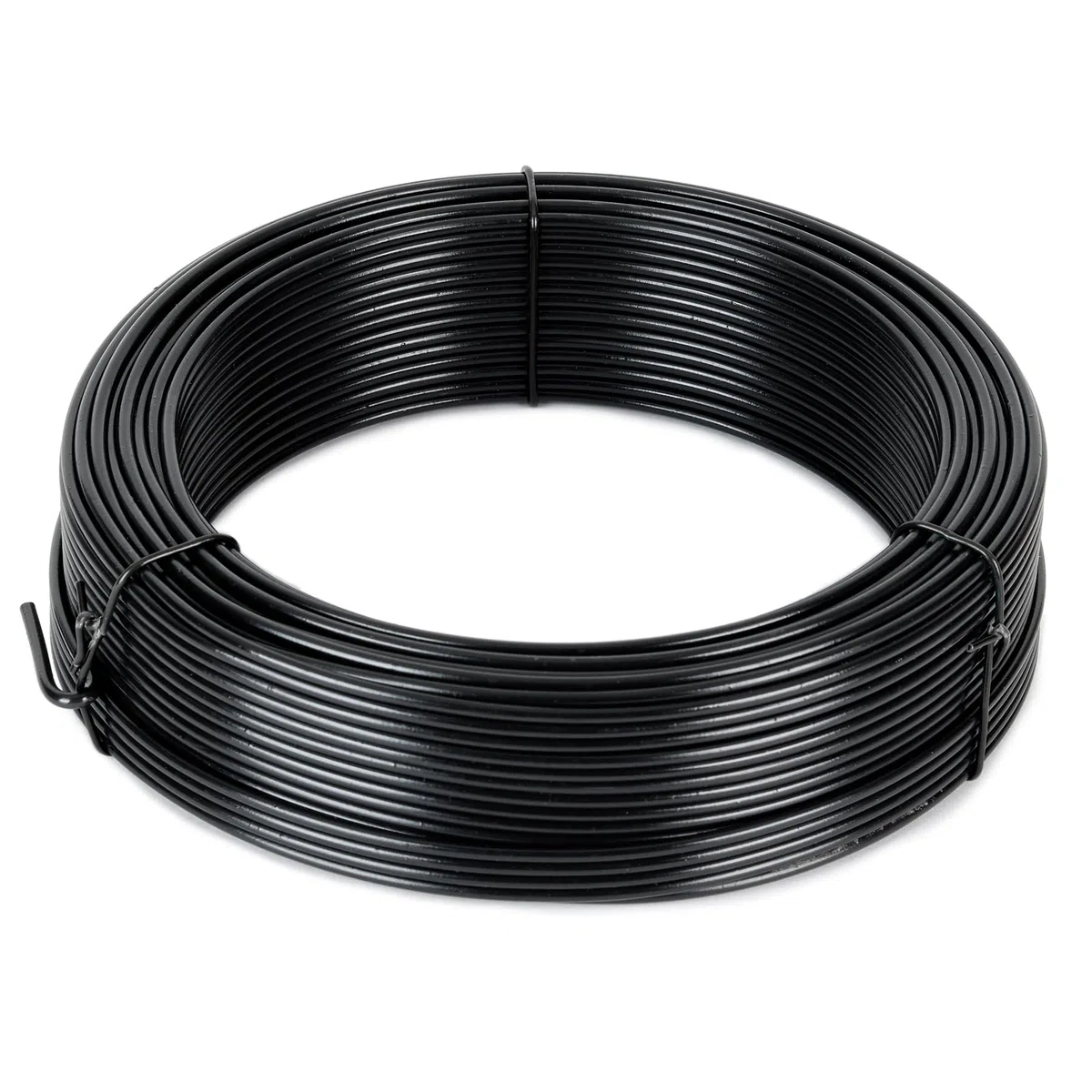 Flandria Fil de tension 2,4mm x 50m Fil métal Enduit PVC Noir pour Fixation, réparation Clôture, grillage