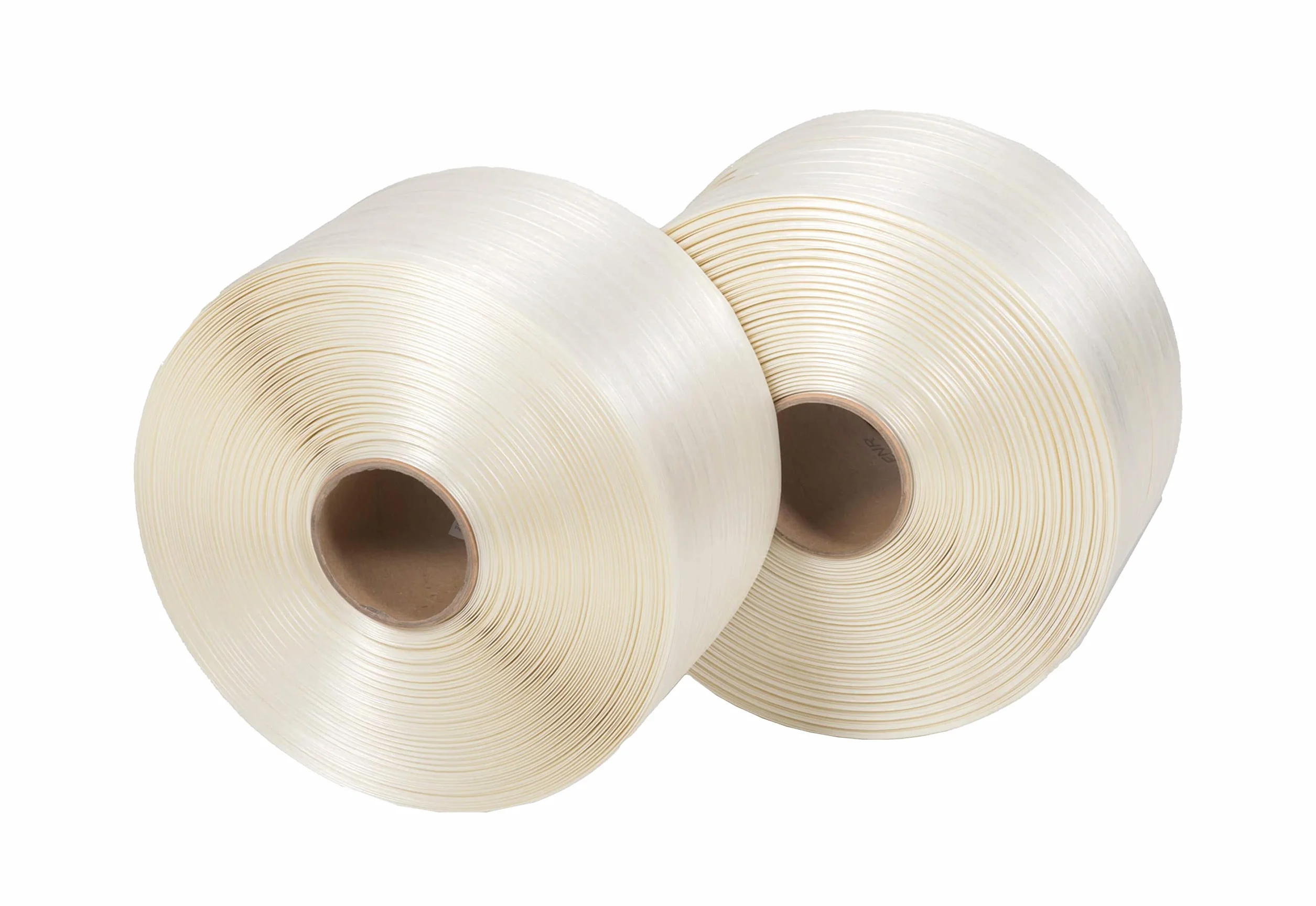 031.0205-2 Rouleaux de cerclage en polyester 19 mm | 600 m | Résistance à la traction : 550 kg | Diamètre du noyau : 76 mm., Blanc.