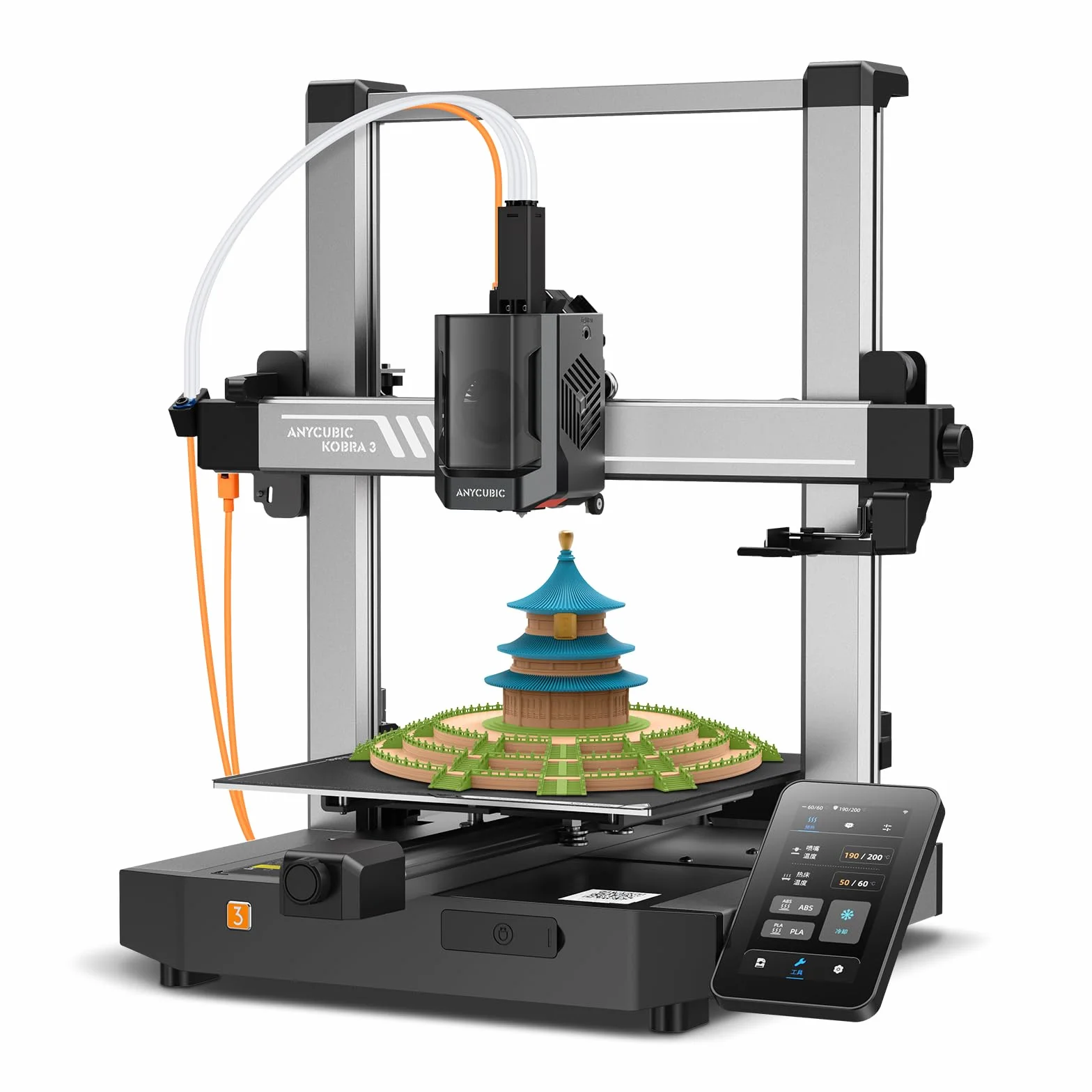 Anycubic Kobra 3 Imprimante 3D, 600 mm/s Impression Haute Vitesse, Multicolore Imprimante 3D FDM (4 Couleurs), Haute Précision, Auto -Nivellement LeviQ 3.0, Taille d‘Impression 250 * 250 * 260mm