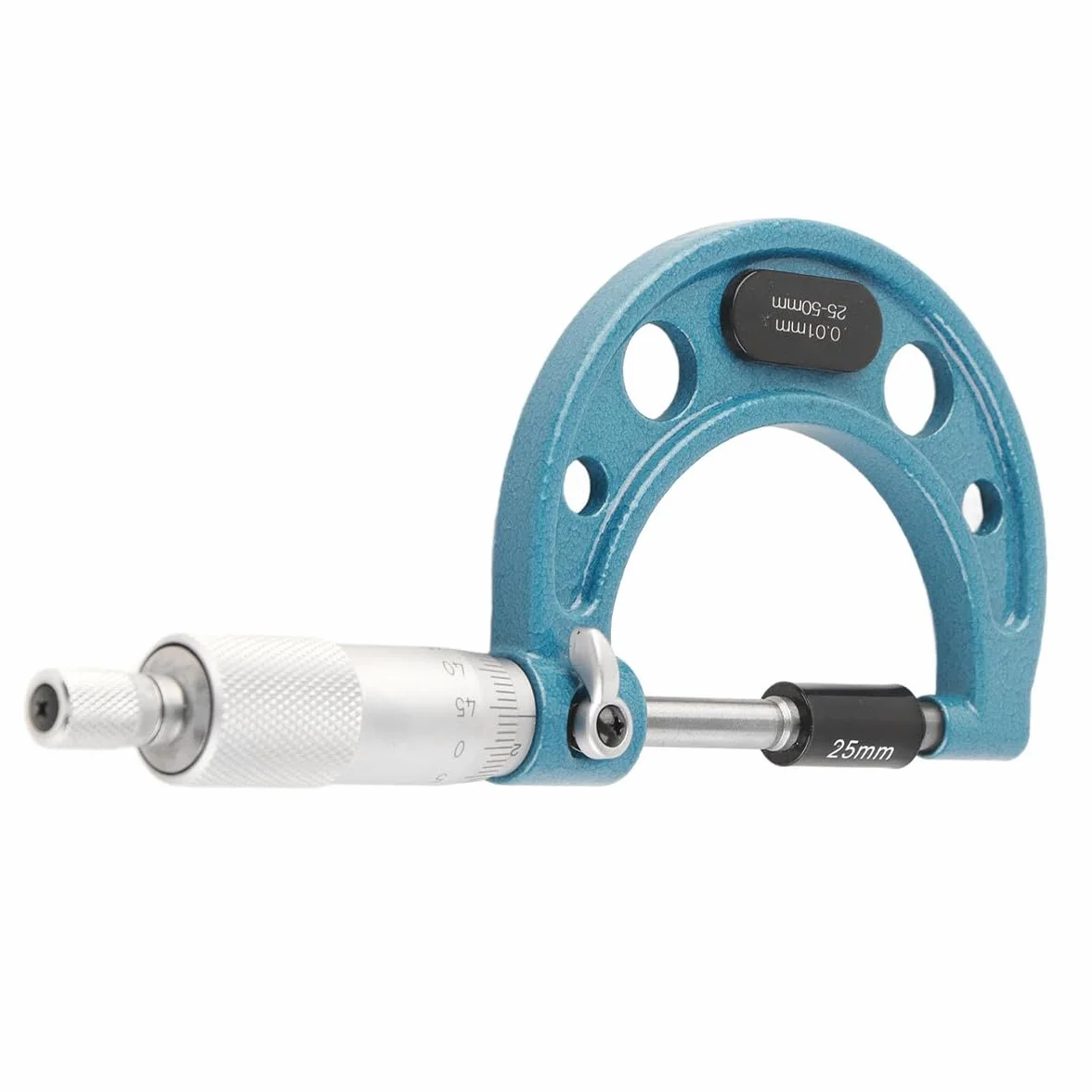 Micromètre extérieur 25-50 mm Micromètre Externe de Haute précision Outil de Mesure d'épaisseur en Acier Inoxydable Précision de 0,01 mm avec clé et boîte en Plastique